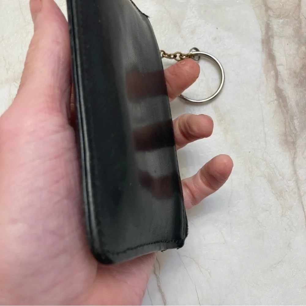 Coach black leather vintage keyring cardholder